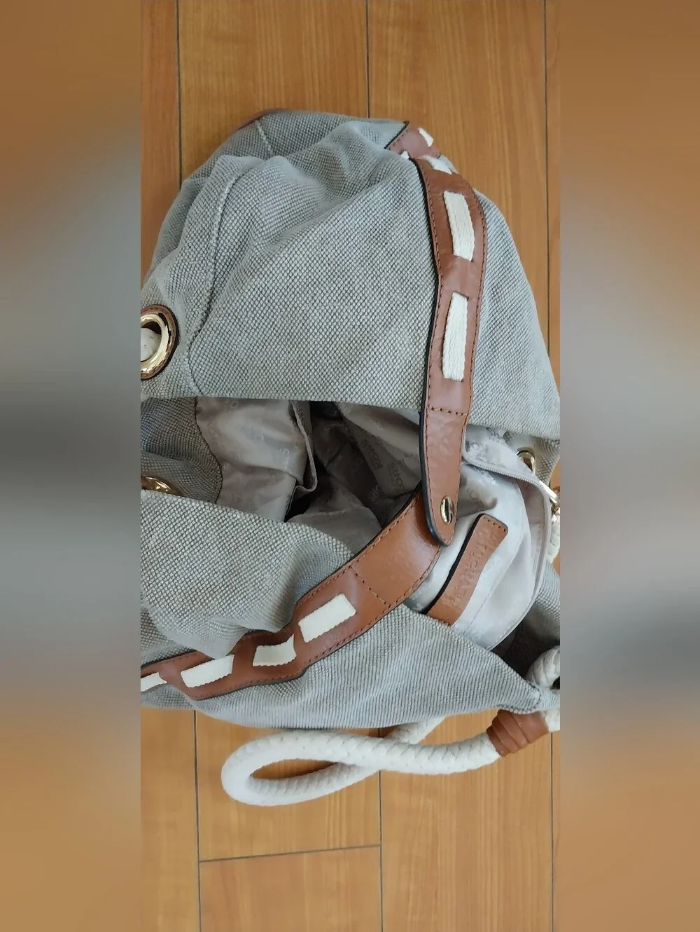 Stunning MICHAEL KORS Canvas Rope-Handle Tote Bag Satchel Purse Handbag Shoulder